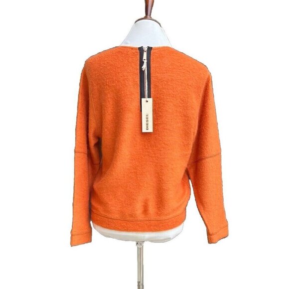 Diesel Women’s Orange Mohair Blend V-Neck Back Zip Pullover Sweater Size S - Picture 14 of 14